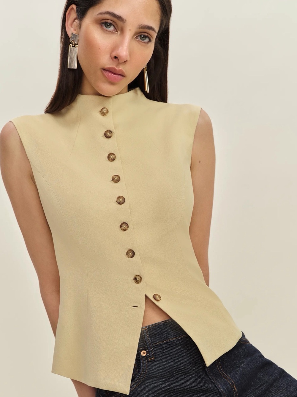 Reformation Lottie Vest Yellow - Size XS